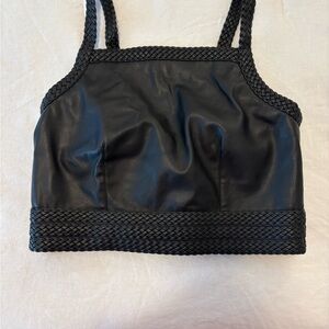 Anthropologie Black Leather Top
